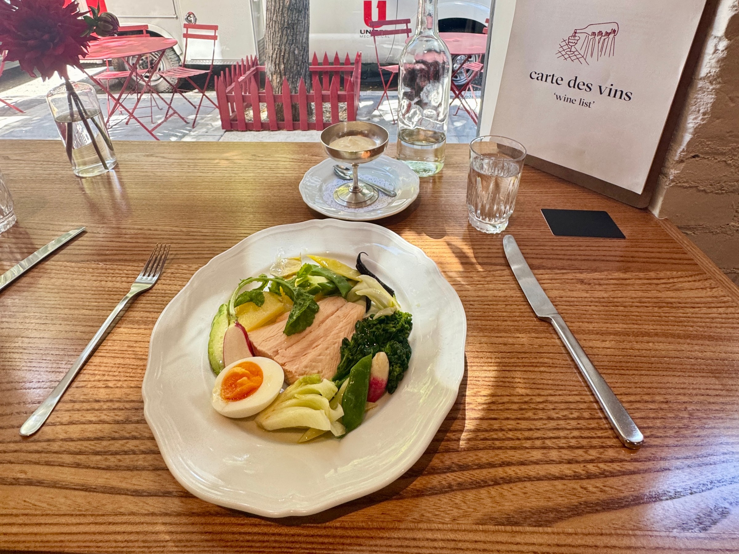 Le Grand Aioli with salmon and vegetables at Verjus in San Francisco.