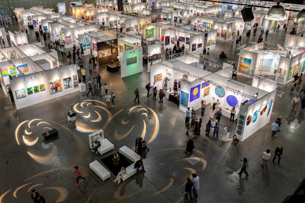 LA Art Show booths photographed from above