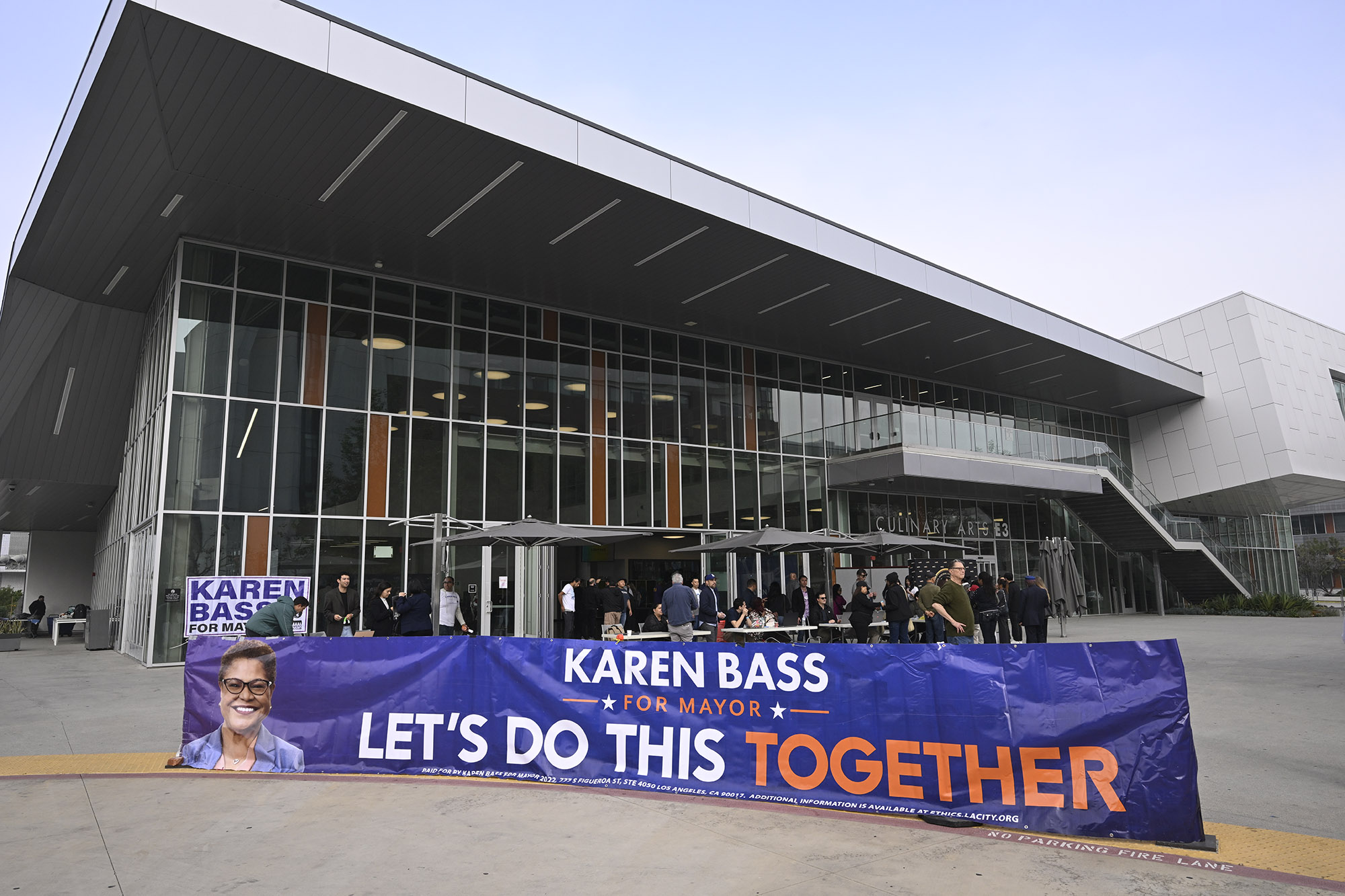 Los Angeles Mayor Karen Bass held a rally to announce...
