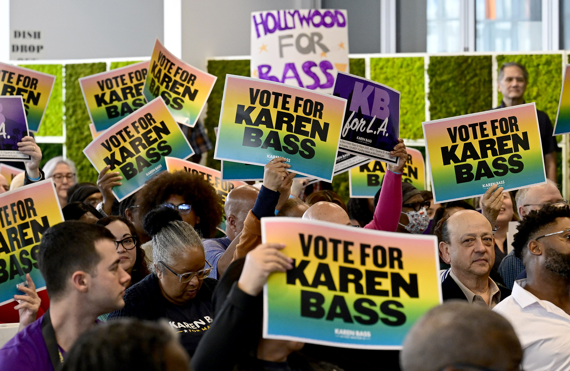 Los Angeles Mayor Karen Bass held a rally to announce...