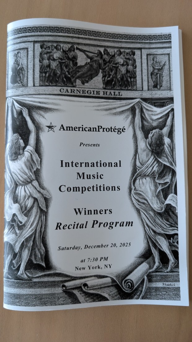 Musicians who received awards in the spring American Protégé International Music Talent Competition performed in a recital program at Carnegie Hall on Dec. 20. (Provided by Dorothy Tse)