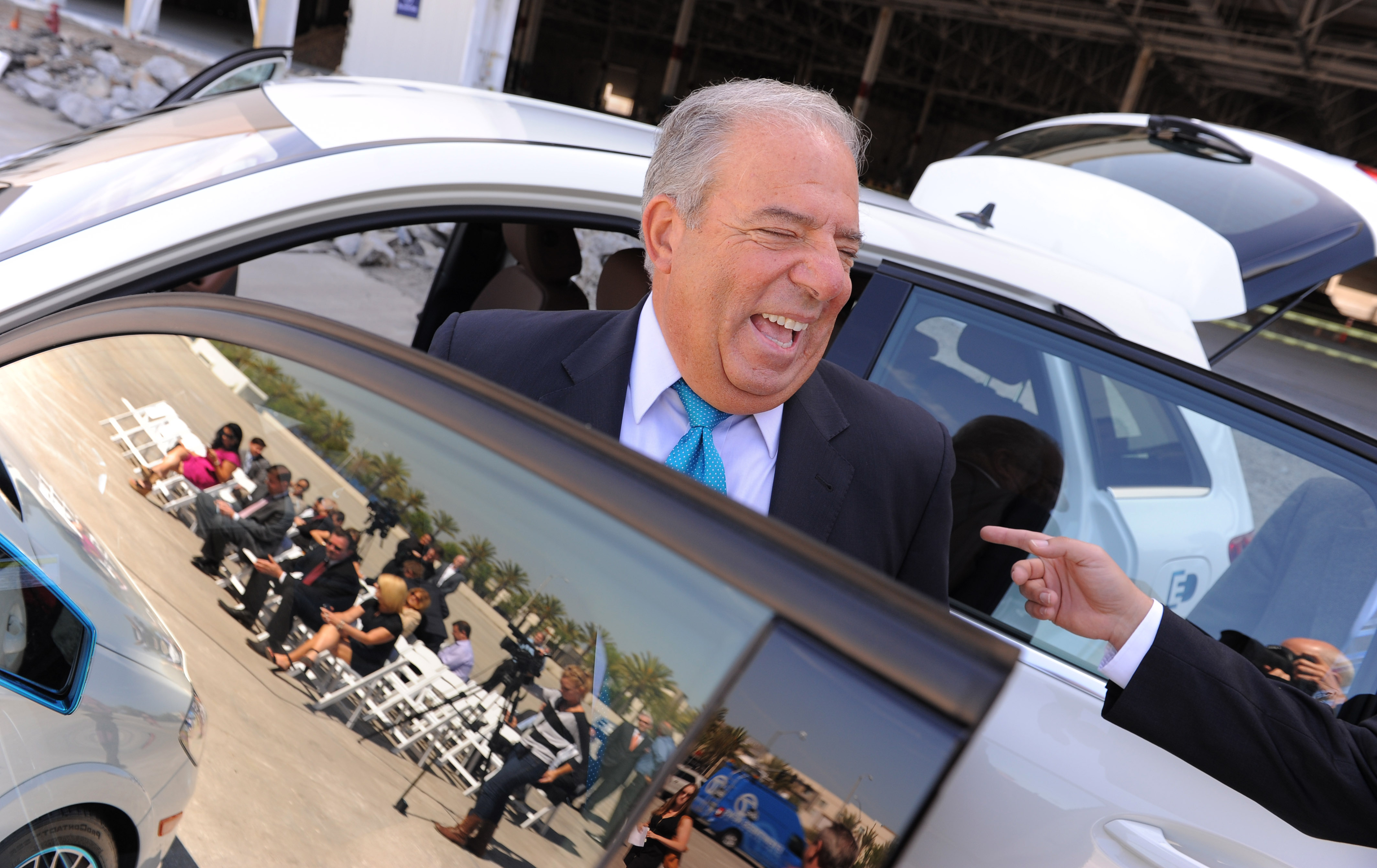 Long Beach Mayor Bob Foster gets ready to test drive...