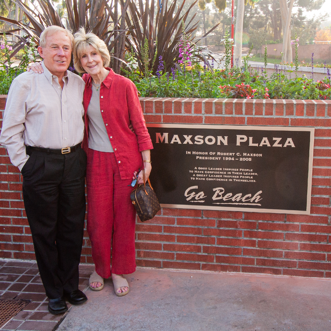 Legendary Cal State Long Beach President Bob Maxson, left, with...