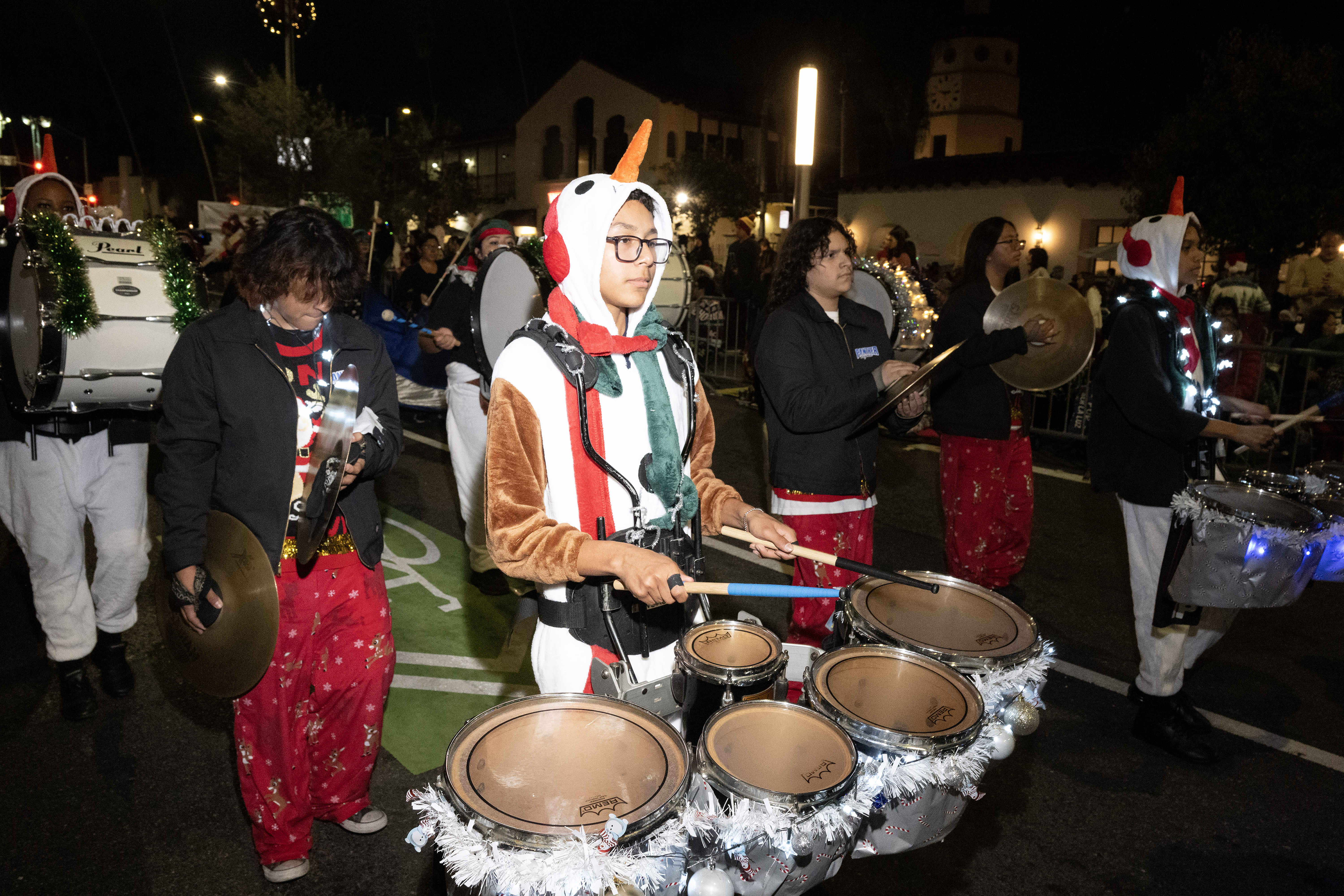 The Jordan High School Marching Band performs during the 41st...