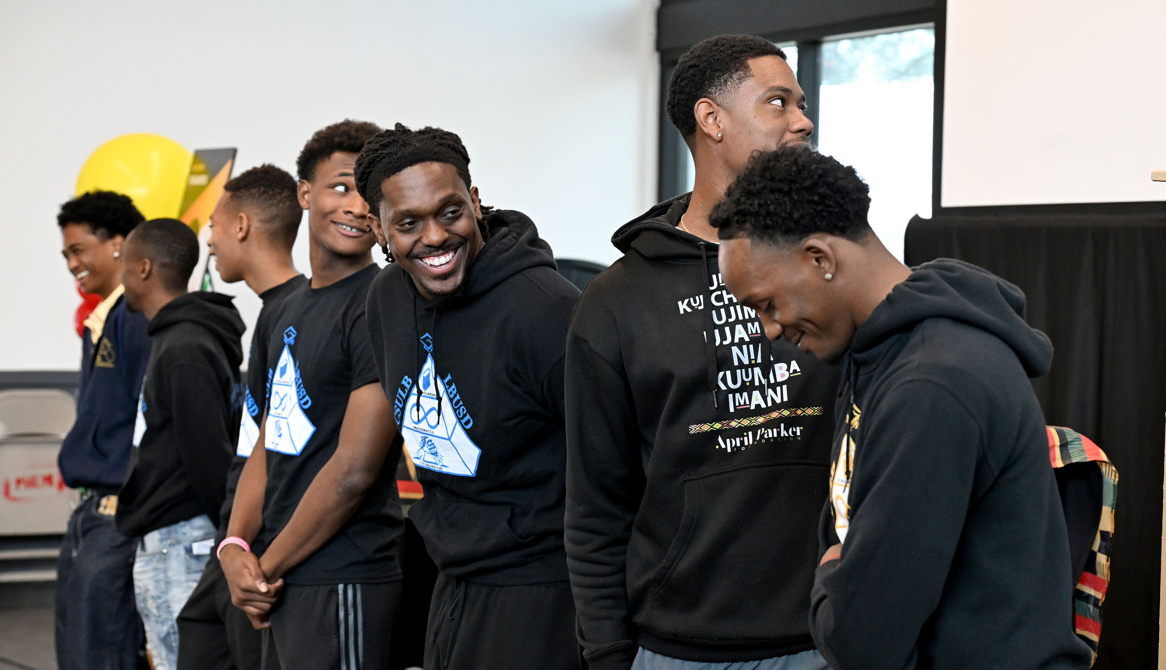 Students and graduates with the CSULB-LBUSD Math Collaborative share a...