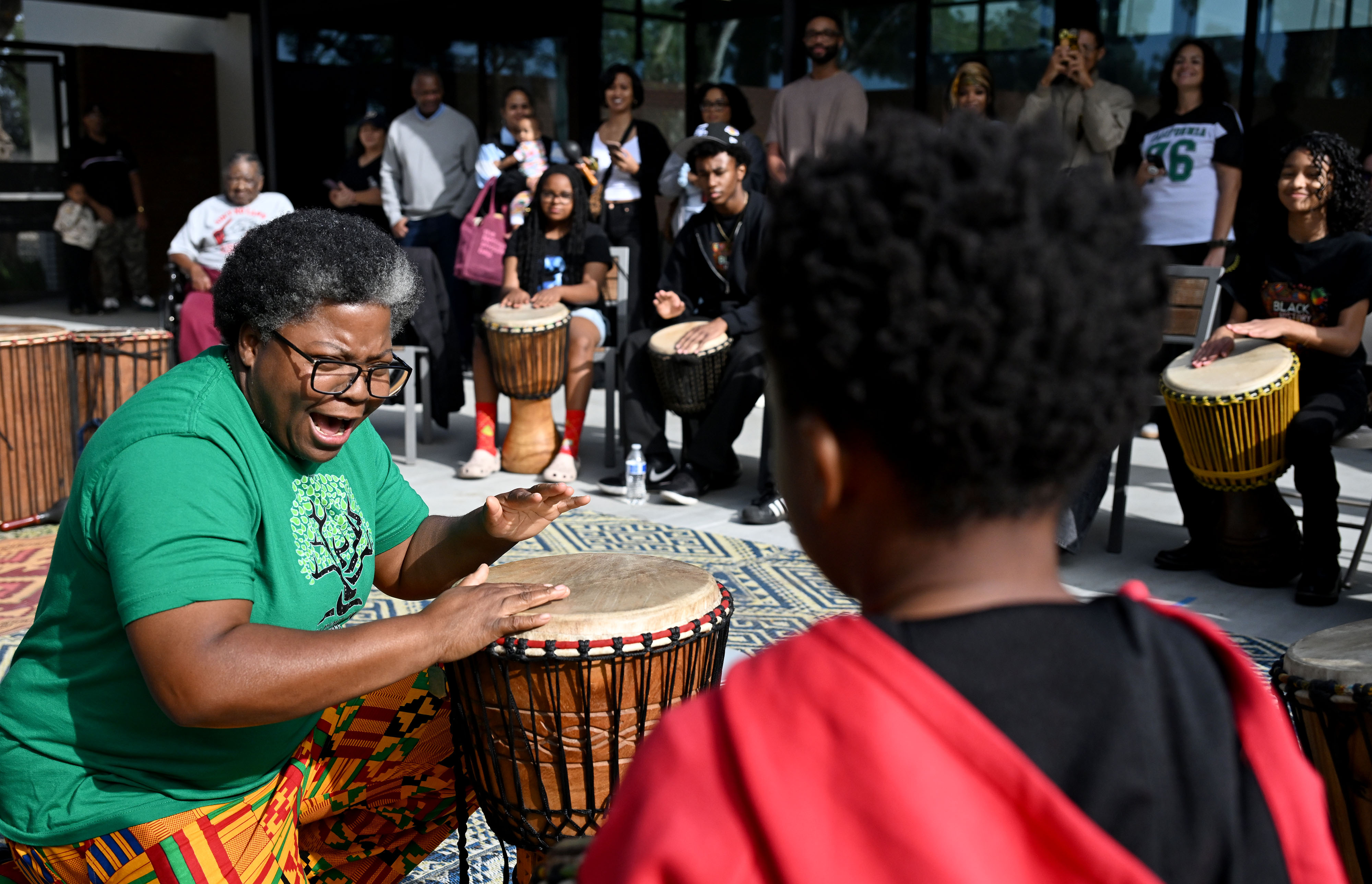 Earthlodge Center for Transformation staffer, Yardenna Aaron introduces the drum...