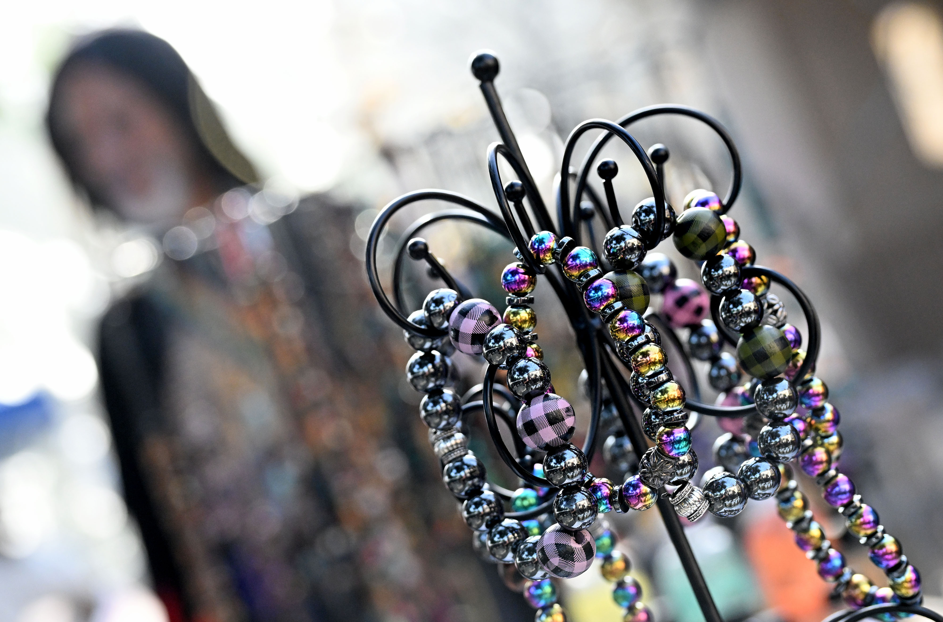 Bracelets for sale at the Kwanzaa Experience. The Long Beach...