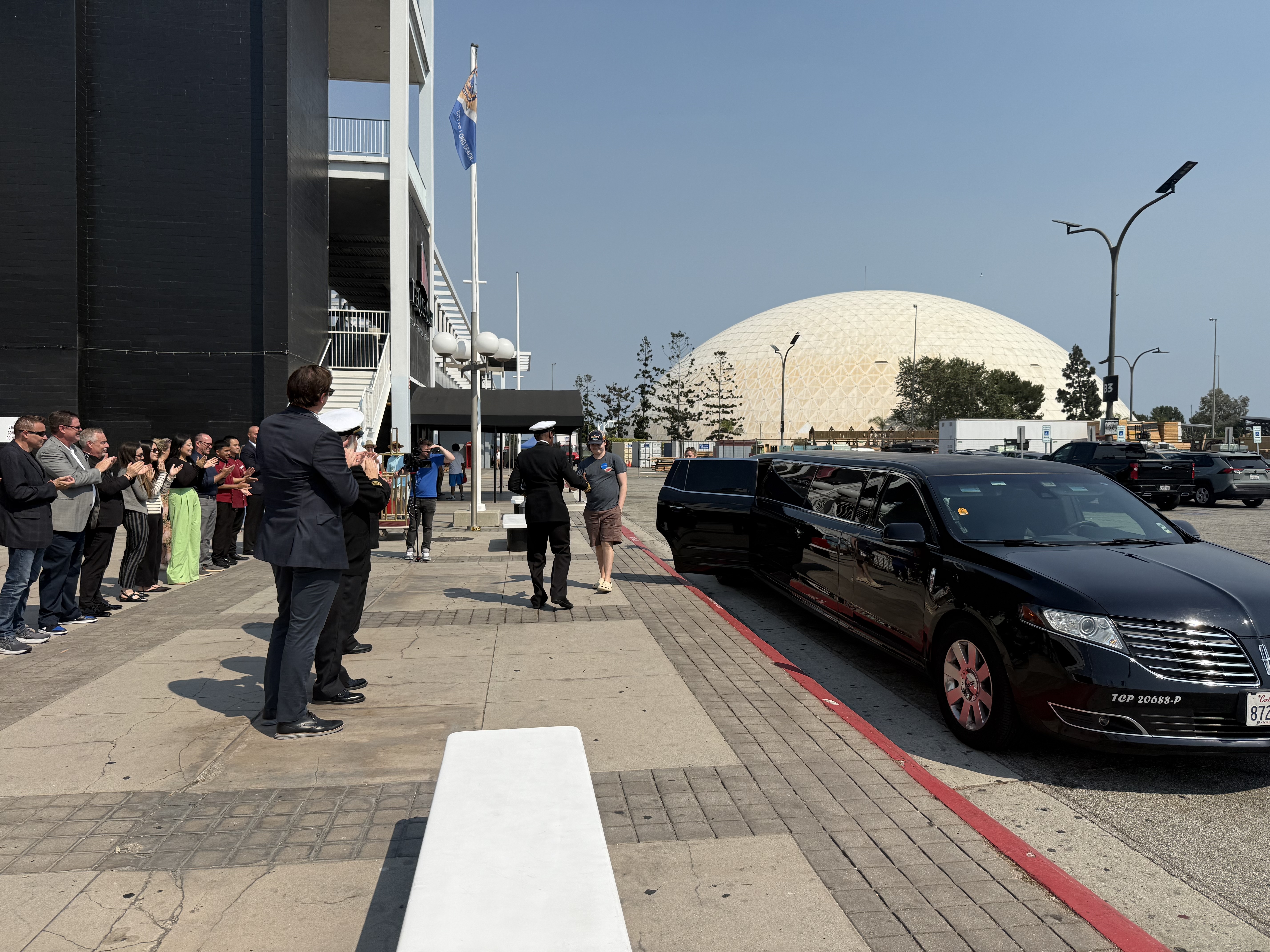The Queen Mary officers and crew greeted 17-year-old Aedan aboard...