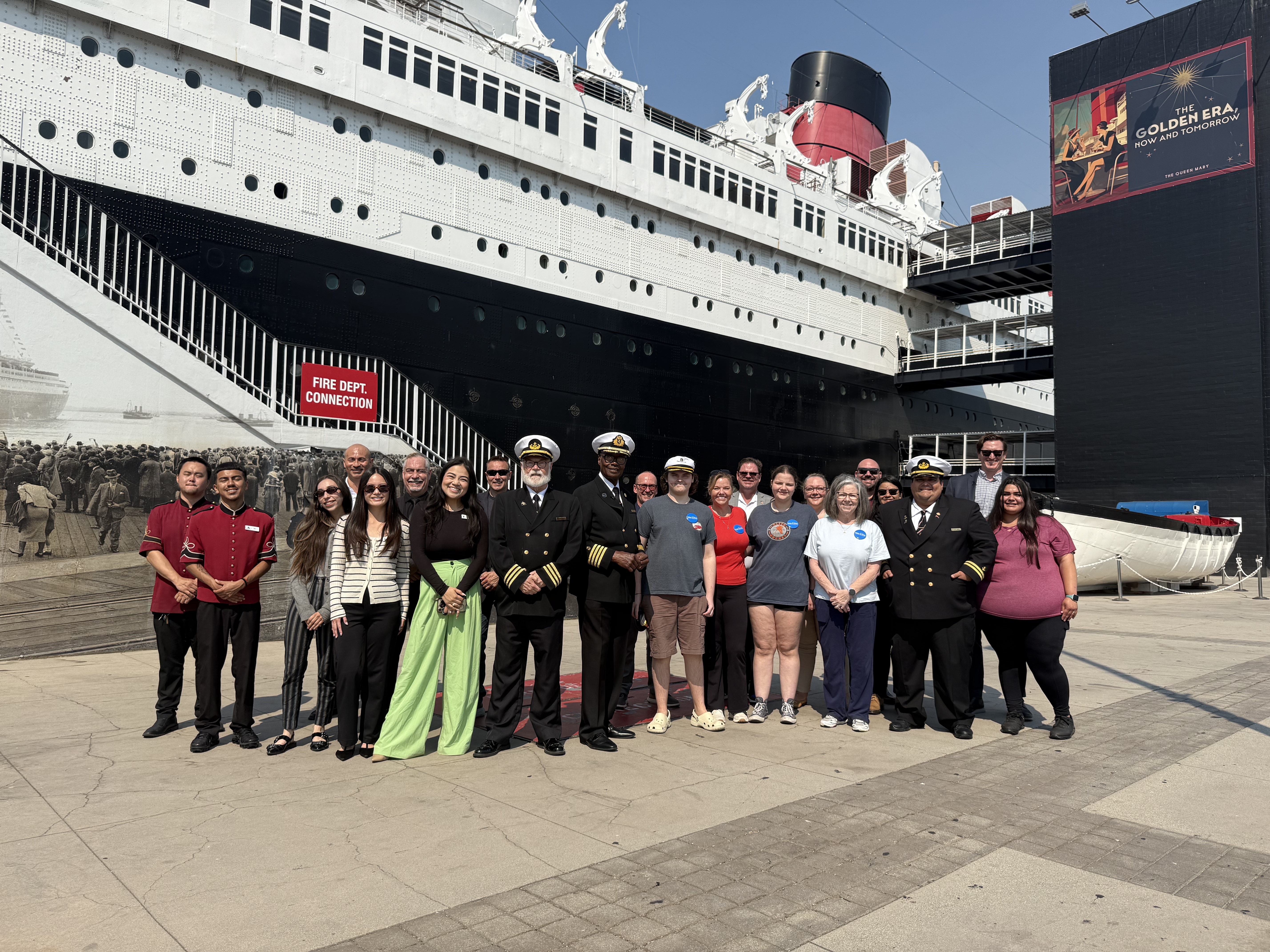 The Queen Mary officers and crew greeted 17-year-old Aedan aboard...