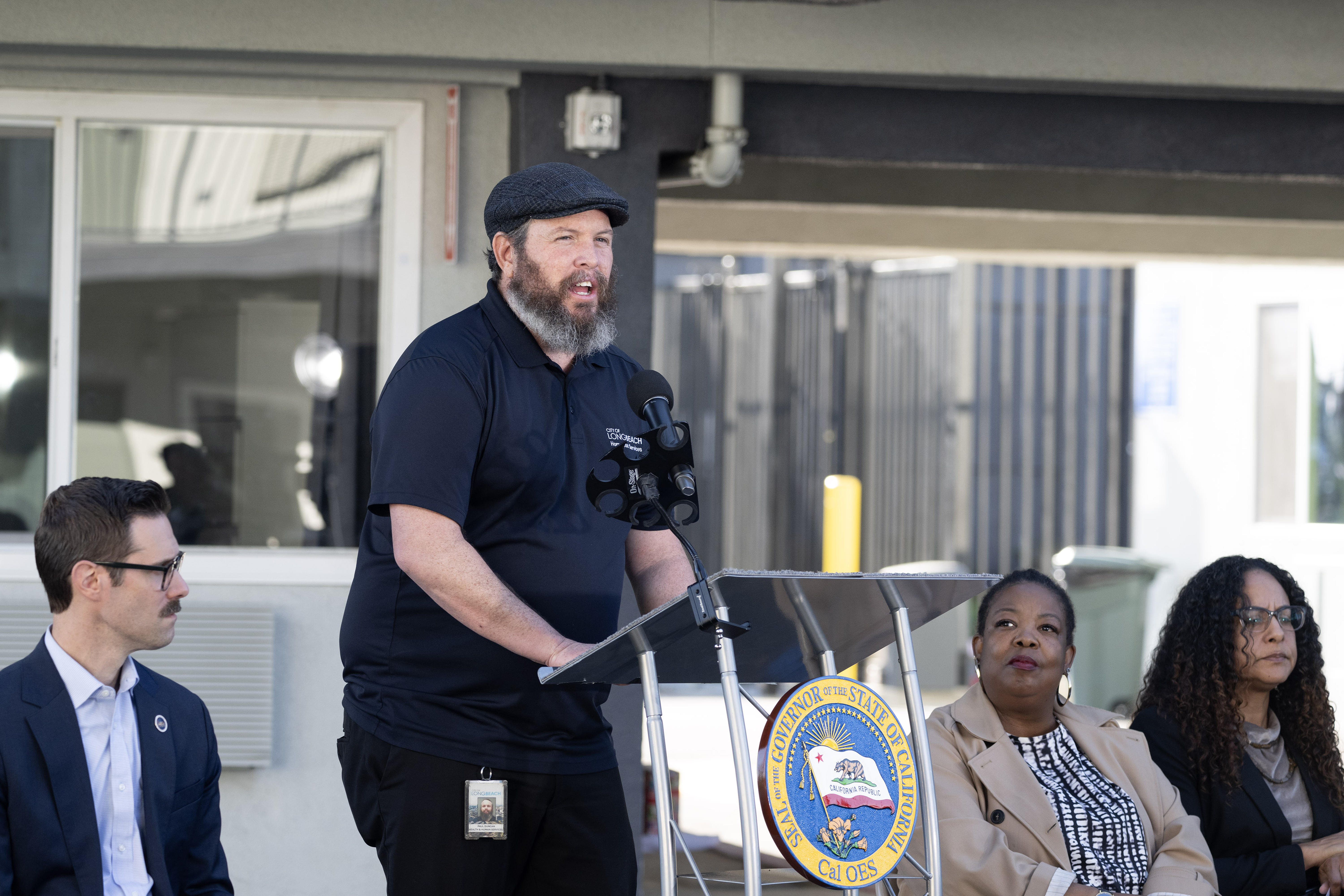 Homeless Services Bureau Manager Paul Duncan speaks during a press...