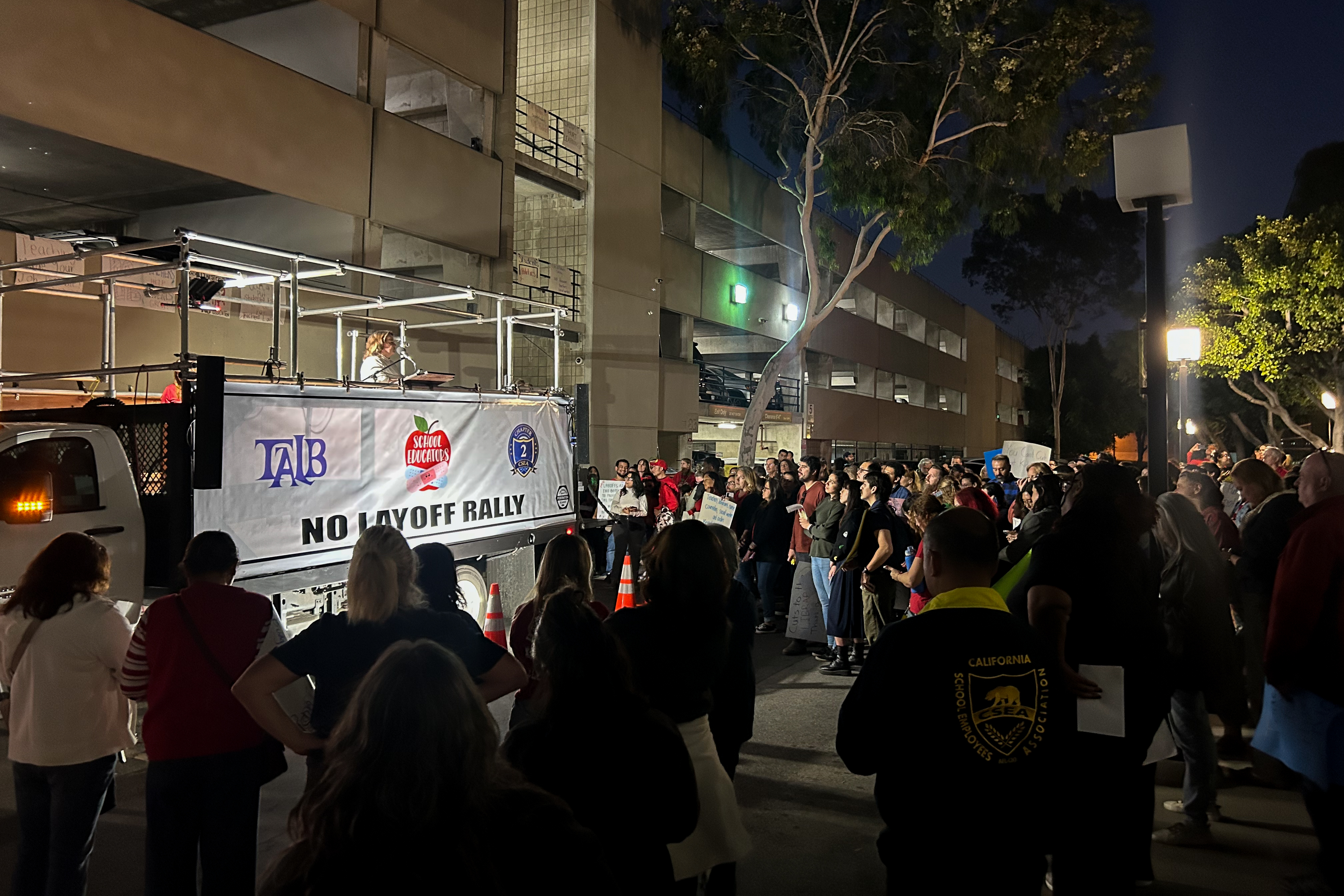 Members of theTeachers Association of Long Beach, along with other...