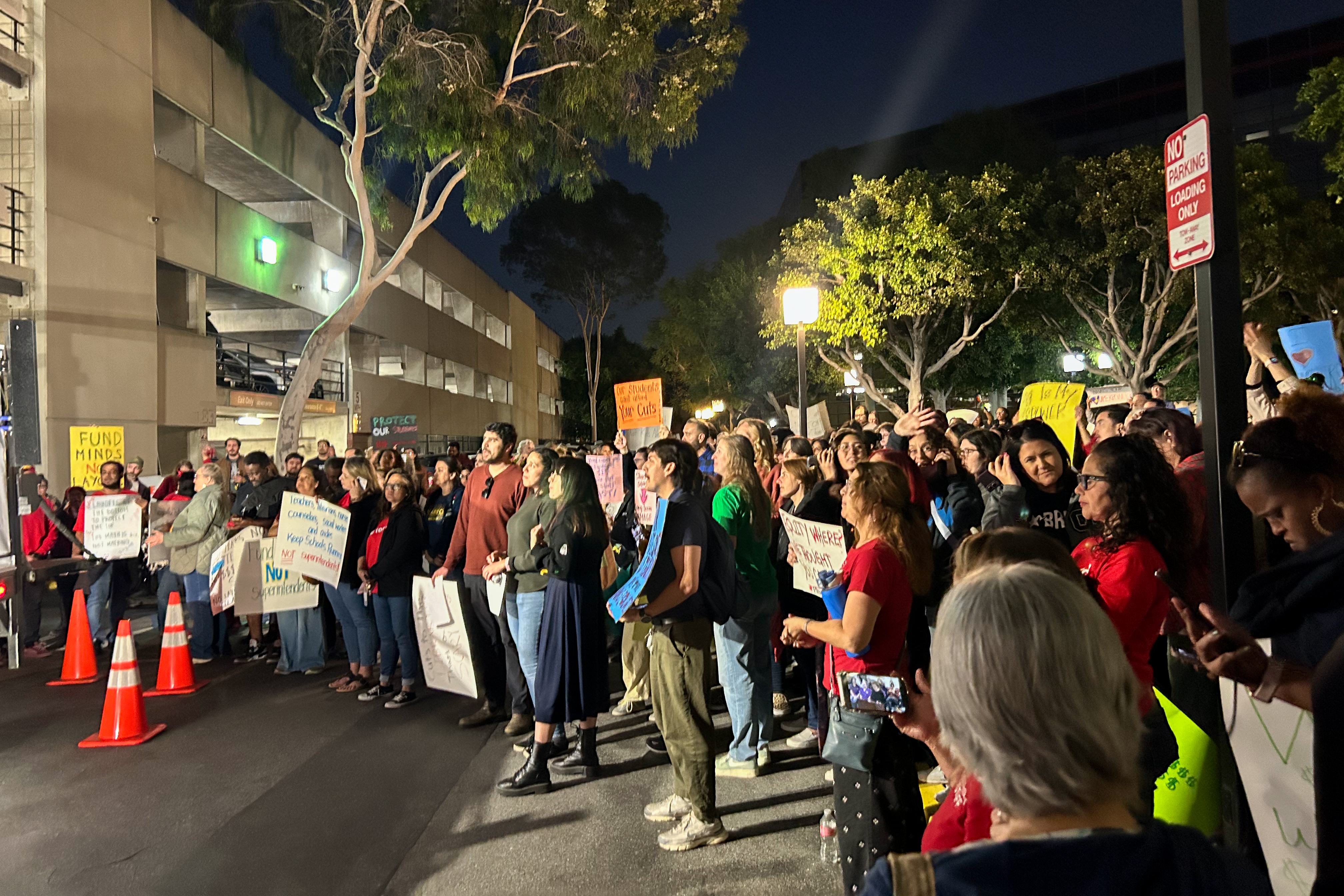 Members of theTeachers Association of Long Beach, along with other...
