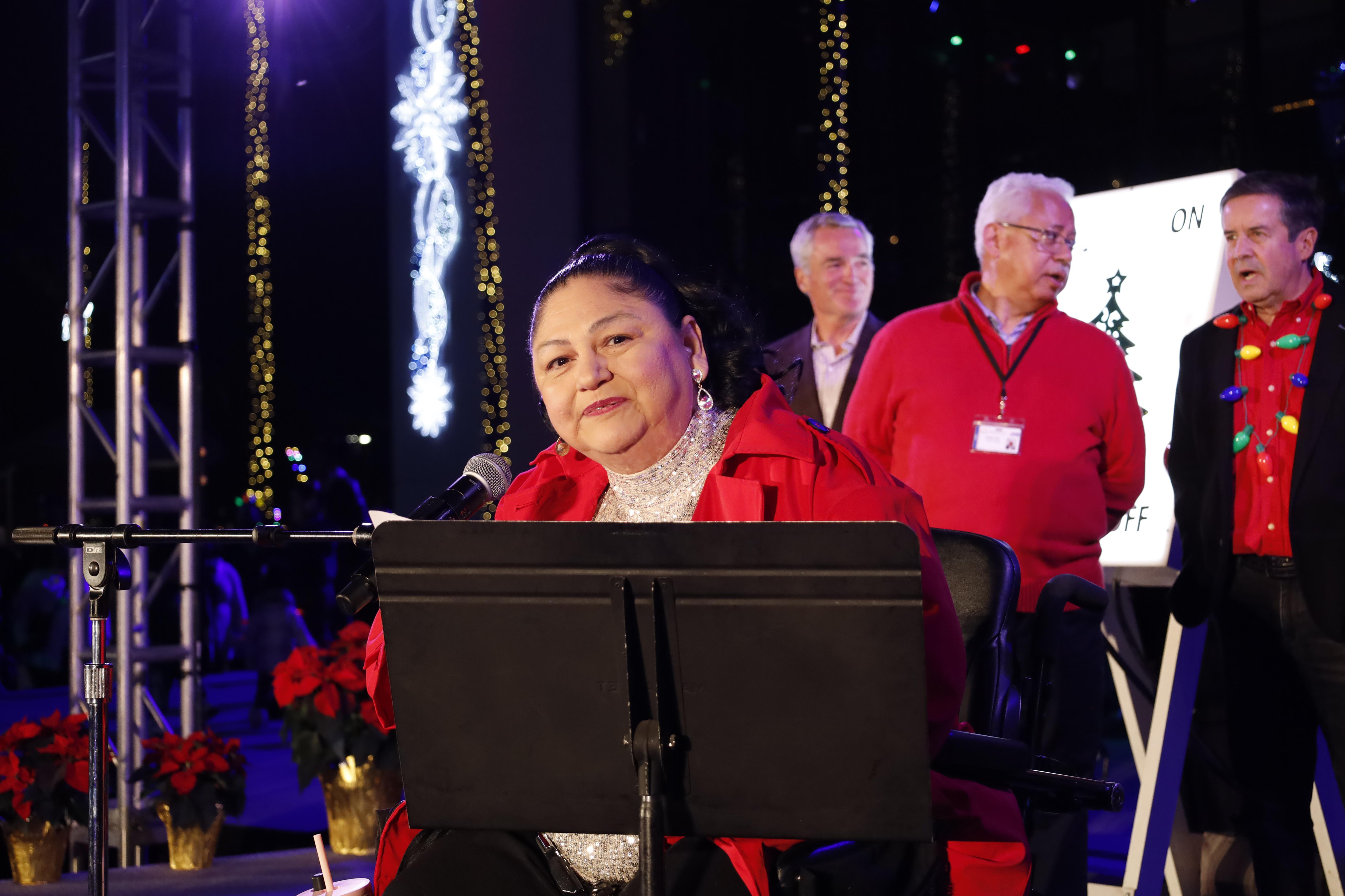 Long Beach Destrict 1 Councel member, Mary Zendejas, greets the...