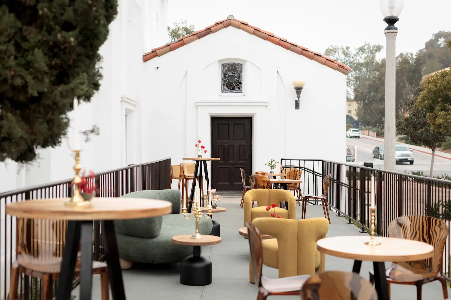 Exterior patio of Liberty Station's North Chapel reopened as an event space by Snake Oil Venue Company in Point Loma, San Diego