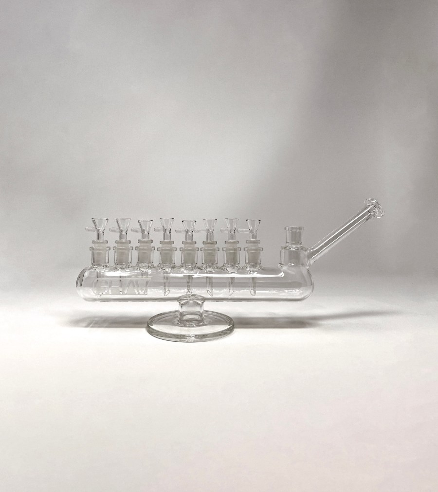 unusual glass menorah