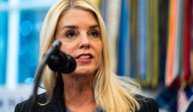 Attorney General Pam Bondi during a news conference at the White House.