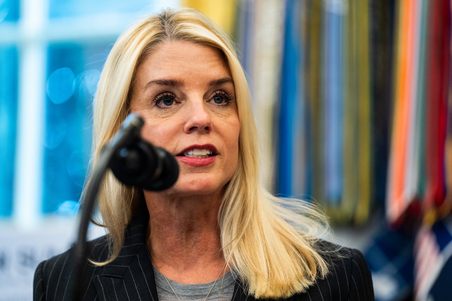 Attorney General Pam Bondi during a news conference at the White House.
