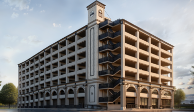 a parking garage with 8 level