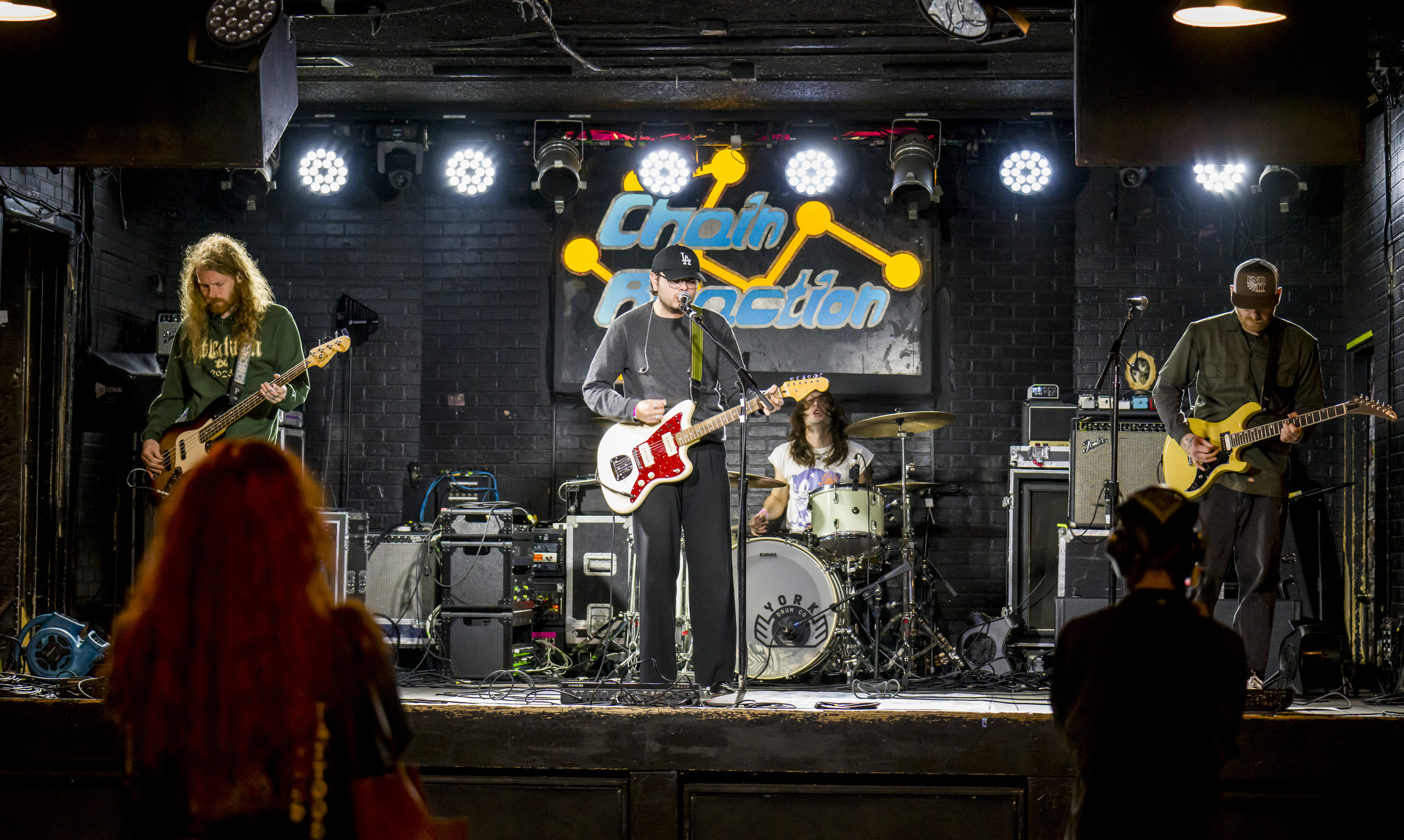 The band Cheridomingo rehearses on stage at Chain Reaction before...