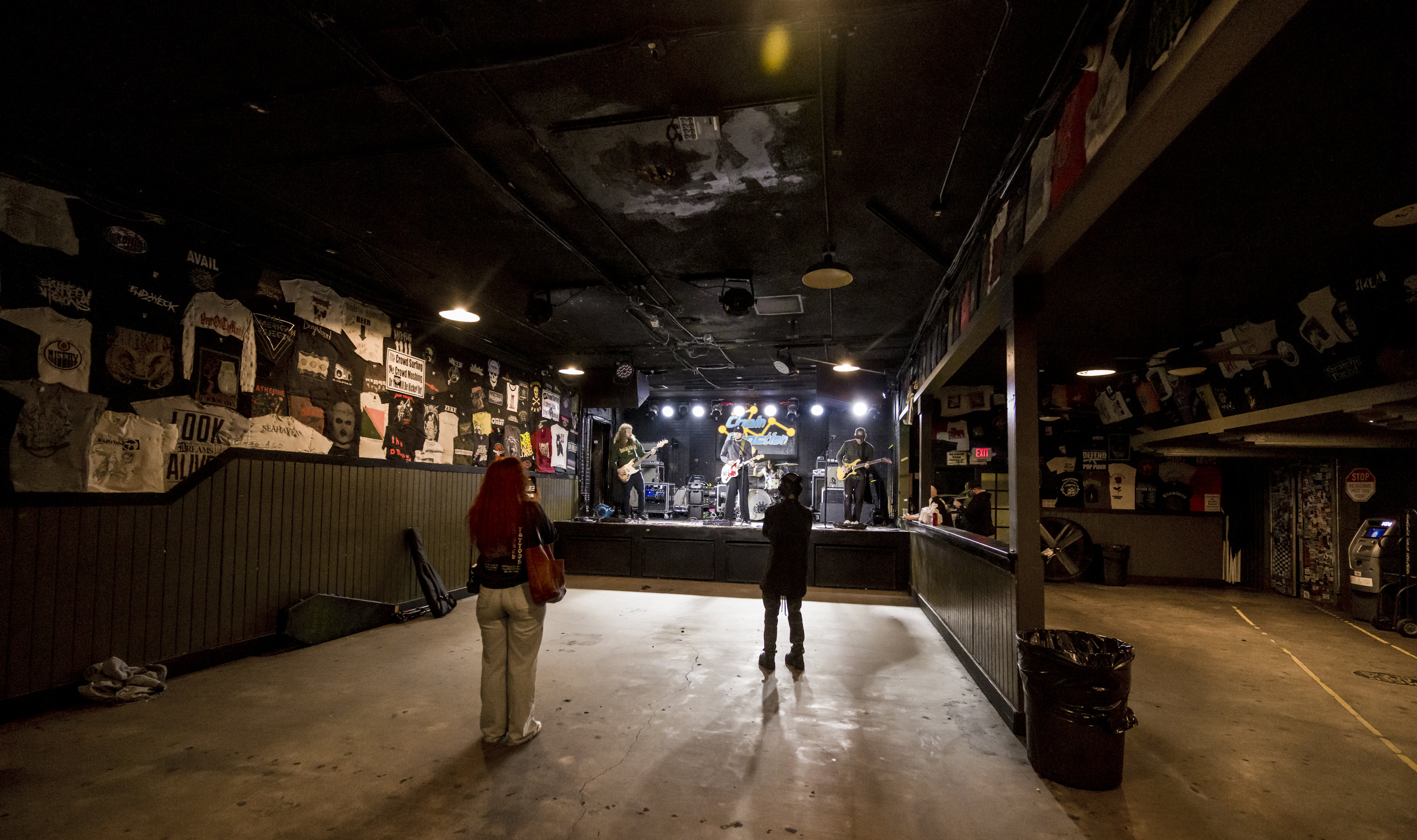 The band Cheridomingo rehearses on stage at Chain Reaction before...