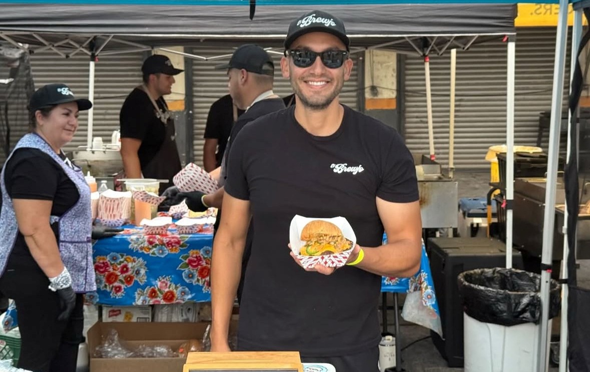 Cesar Cortez, the chef-owner of El Brewjo (a burger pop-up),...