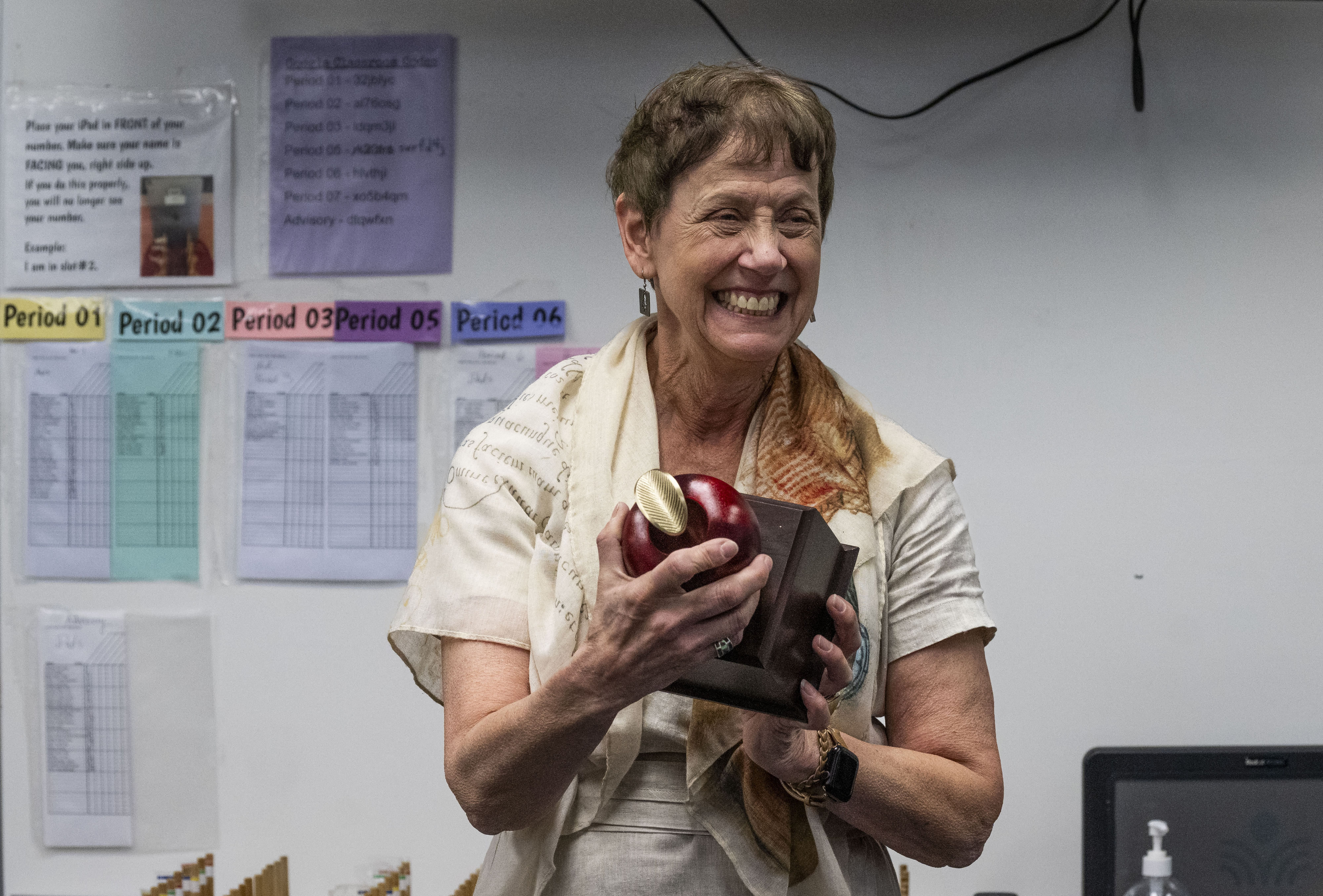 Darcy Blake, who teaches seventh- and eighth-graders in English language...