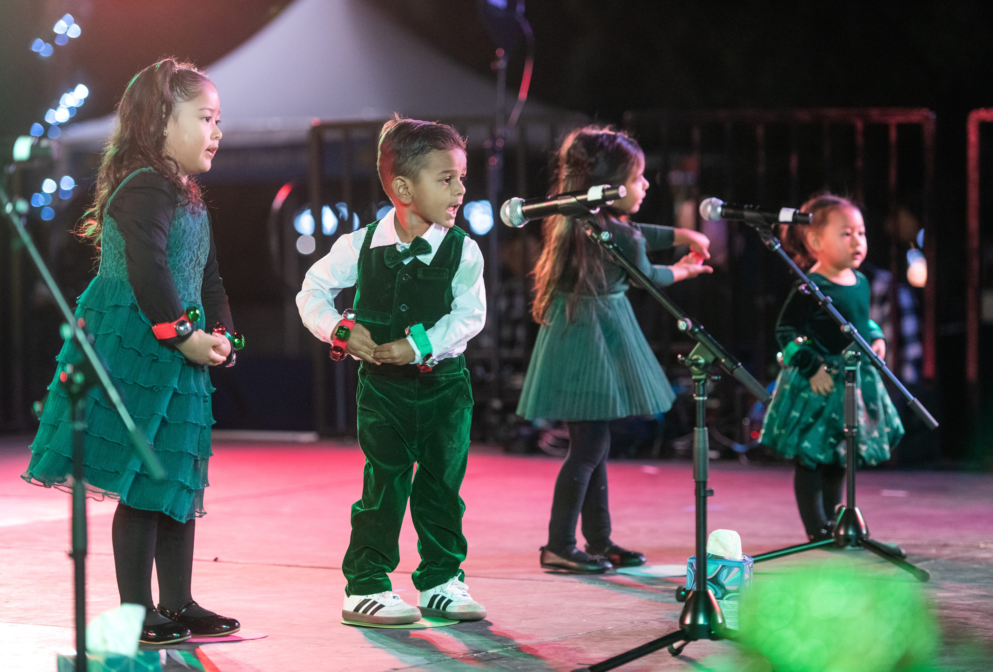 Members of Mrs. Cabreraâs Neighborhood Preschool sing and dance on...