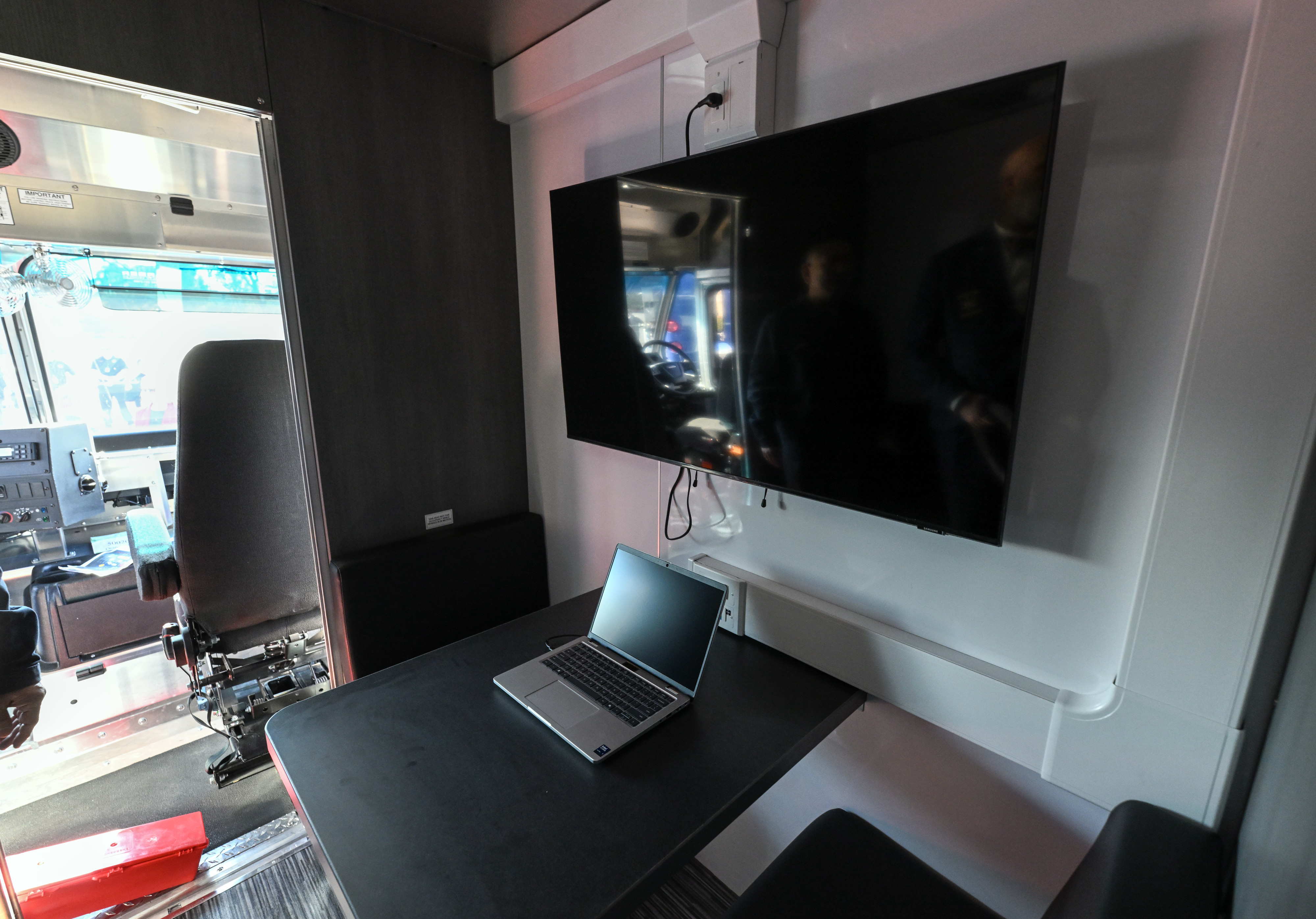 A video station for court appearences insdoe a new vehicle...