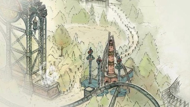 Concept art of the Hooghmoed junior drop tower coming to Efteling in the Netherlands. (Courtesy of Efteling)