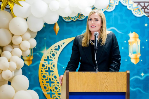 Yorba Linda Councilmember Tara Campbell said she wanted to ensure, with her resolution, that vote centers are easily accessible for residents. She's pictured here speaking during an interaith event in March 2024. (Photo by Leonard Ortiz, Orange County Register/SCNG)