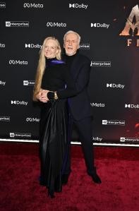 Suzy Amis Cameron and James Cameron at the “Avatar: Fire and Ash” World Premiere held at the Dolby Theatre on December 01, 2025 in Los Angeles, California.