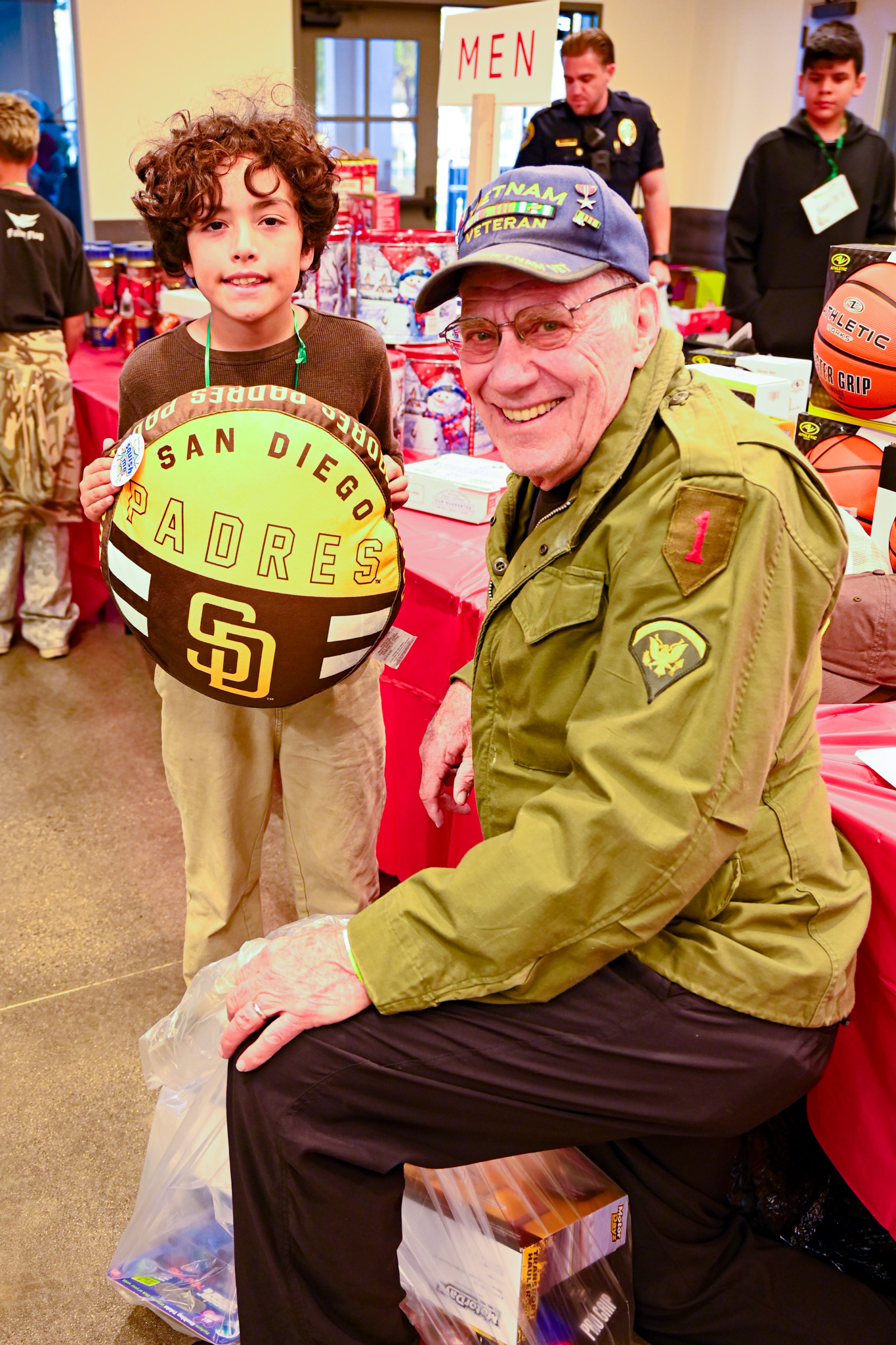 Evan Mendoza with his hero, Jim McBride, Specialist 5 U.S....