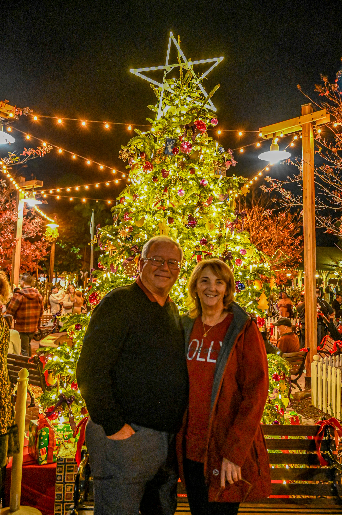 Steve and Pam Ness in front of the Poway Christmas...