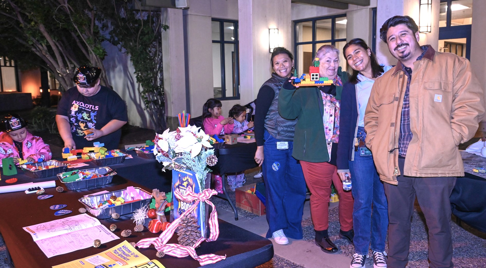 Development Services staff at the Lego and puzzle activity table...