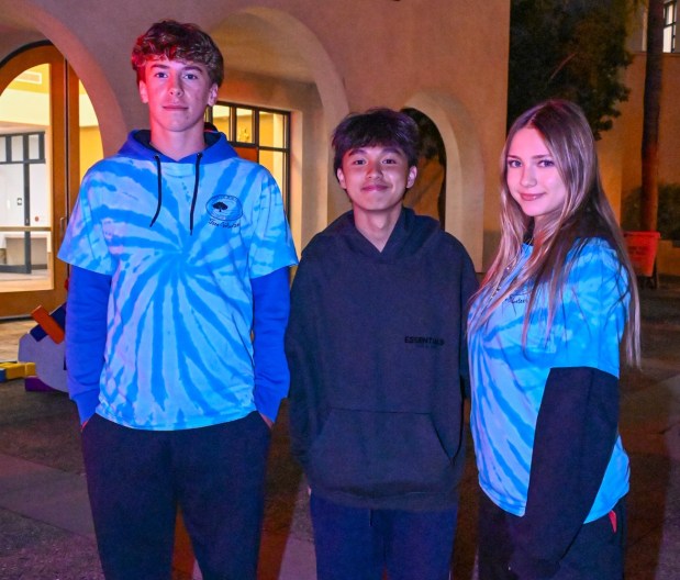 Poway Teen Volunteer Program members Julian Giovando, Maddox Thongprachanh, and Eva Korolskaya. (Criselda Yee)