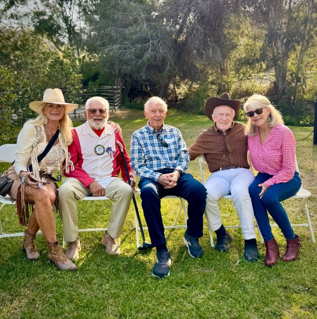Past RSF Rotarian presidents at the 2025 Demotion Dinner included Jill King, John Spadea, Jim Boyce, Ken Wood, and Robin Chappelow(Sophia Alsadek)