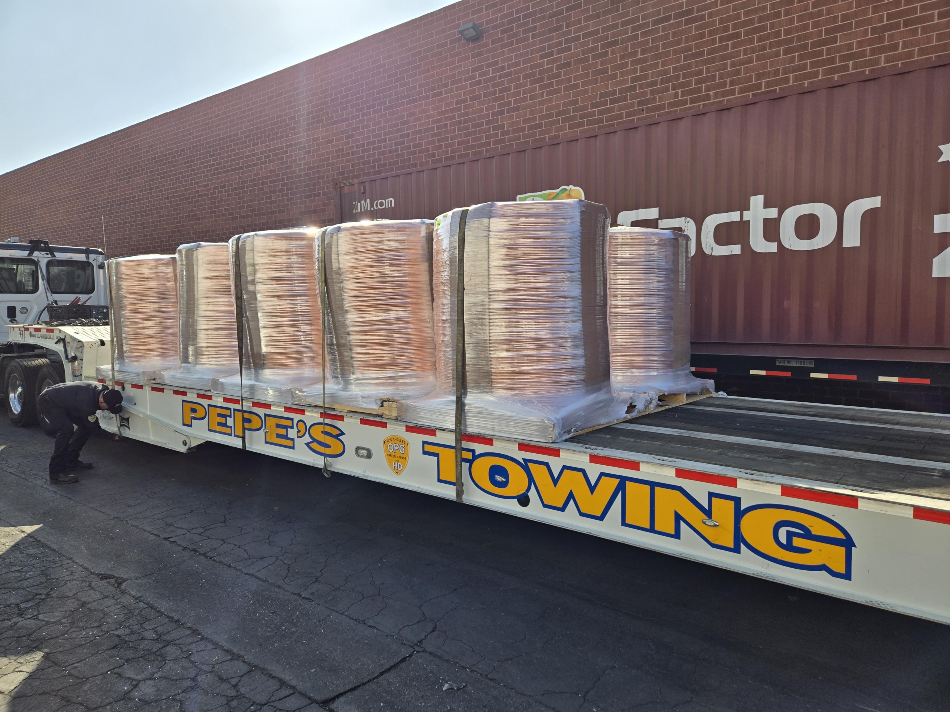 Spools of stolen copper wire, recovered by the Los Angeles...