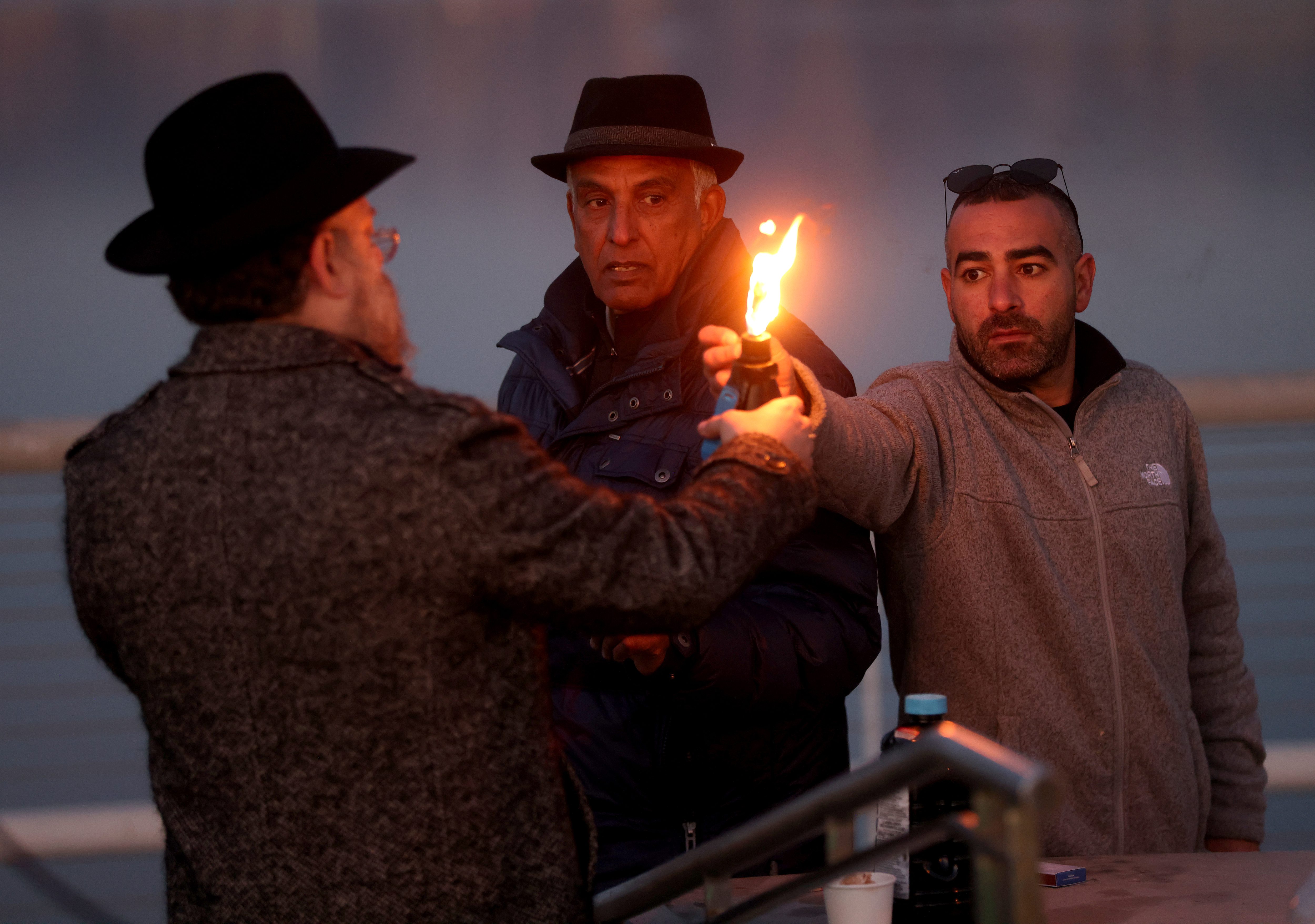 Rabbi Dovid Labkowski, of Chabad Oakland, left, along Adir Moshe,...