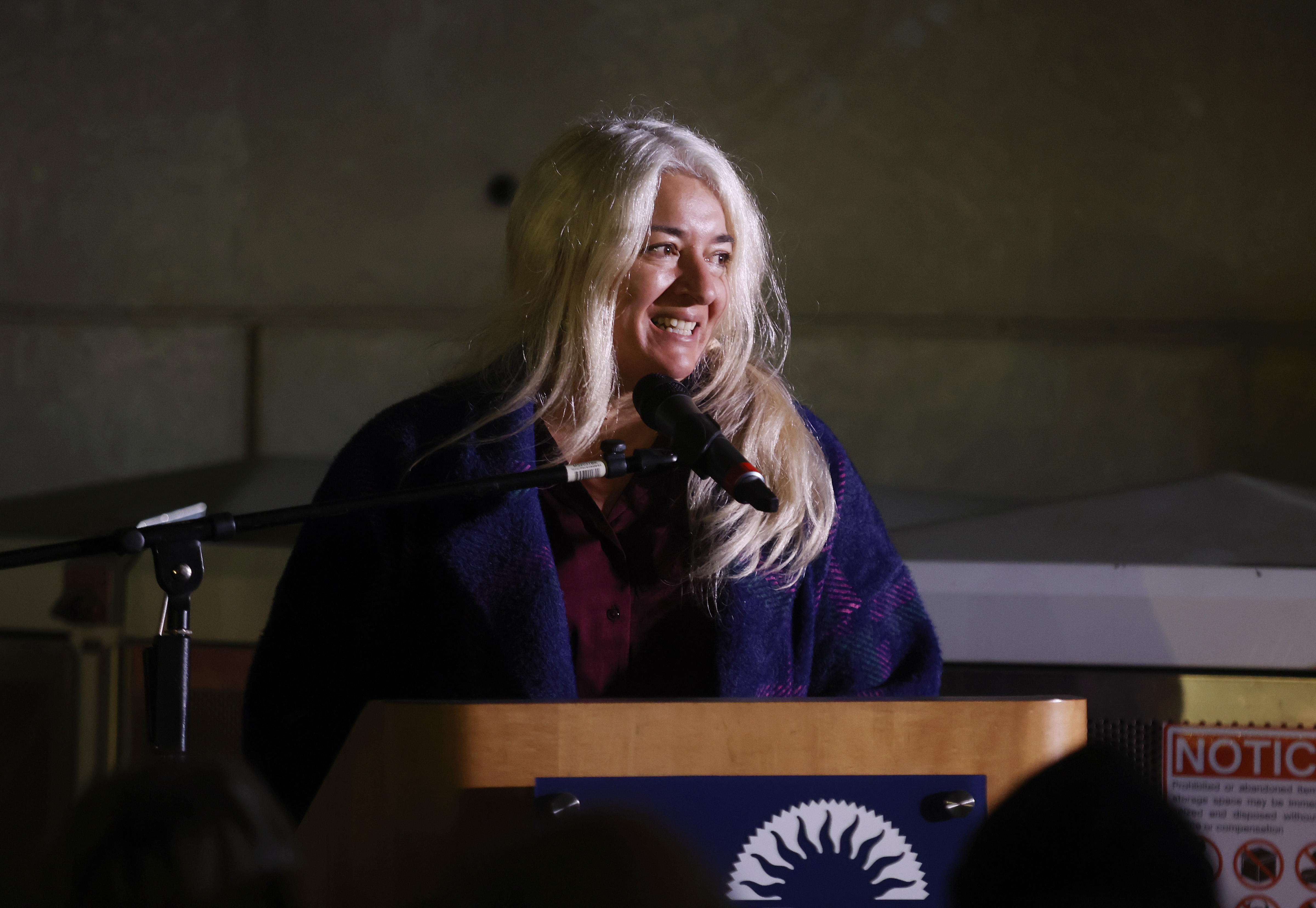 Trixie Garcia, daughter of Jerry Garcia, speaks during a plaque...