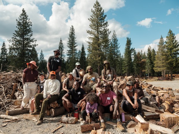 A tour group pays a visit to the 40 Acre Conservation League's first property acquisition, covering 650 acres near Emigrant Gap in northern California. (Courtesy of Wenzelhaus)