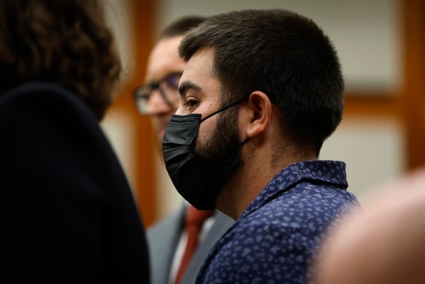 Evan John Moniz, 33, of San Jose, appears in court to answer for a charge of being an accessory in a Nov. 28, 2025 shooting at Westfield Valley Fair mall at the Santa Clara County Hall of Justice in San Jose, Calif., on Thursday, Dec. 4, 2025. The shooting injured three people, allegedly at the hands of a 17-year-old boy who has been charged with attempted murder. (Nhat V. Meyer/Bay Area News Group)