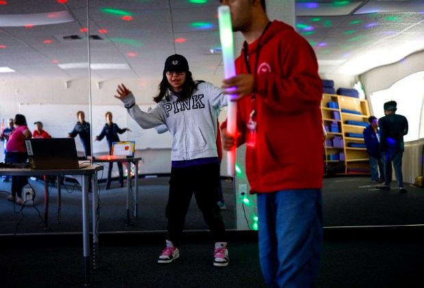 Student Brianna Cabrera, center, leads the K-Pop dance class at the Independence Network in Santa Clara, Calif., on Friday, Oct. 10, 2025. Wish Book for the Independence Network. (Nhat V. Meyer/Bay Area News Group)