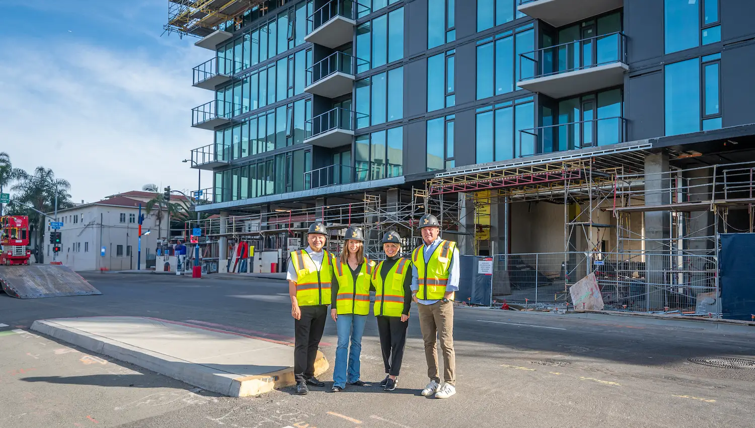 Partners of new Bankers Hill restaurant She Rode West (Victor Jimenez, Andrea Thurston, Angie Weber, and Jon Weber) in front of the new building 