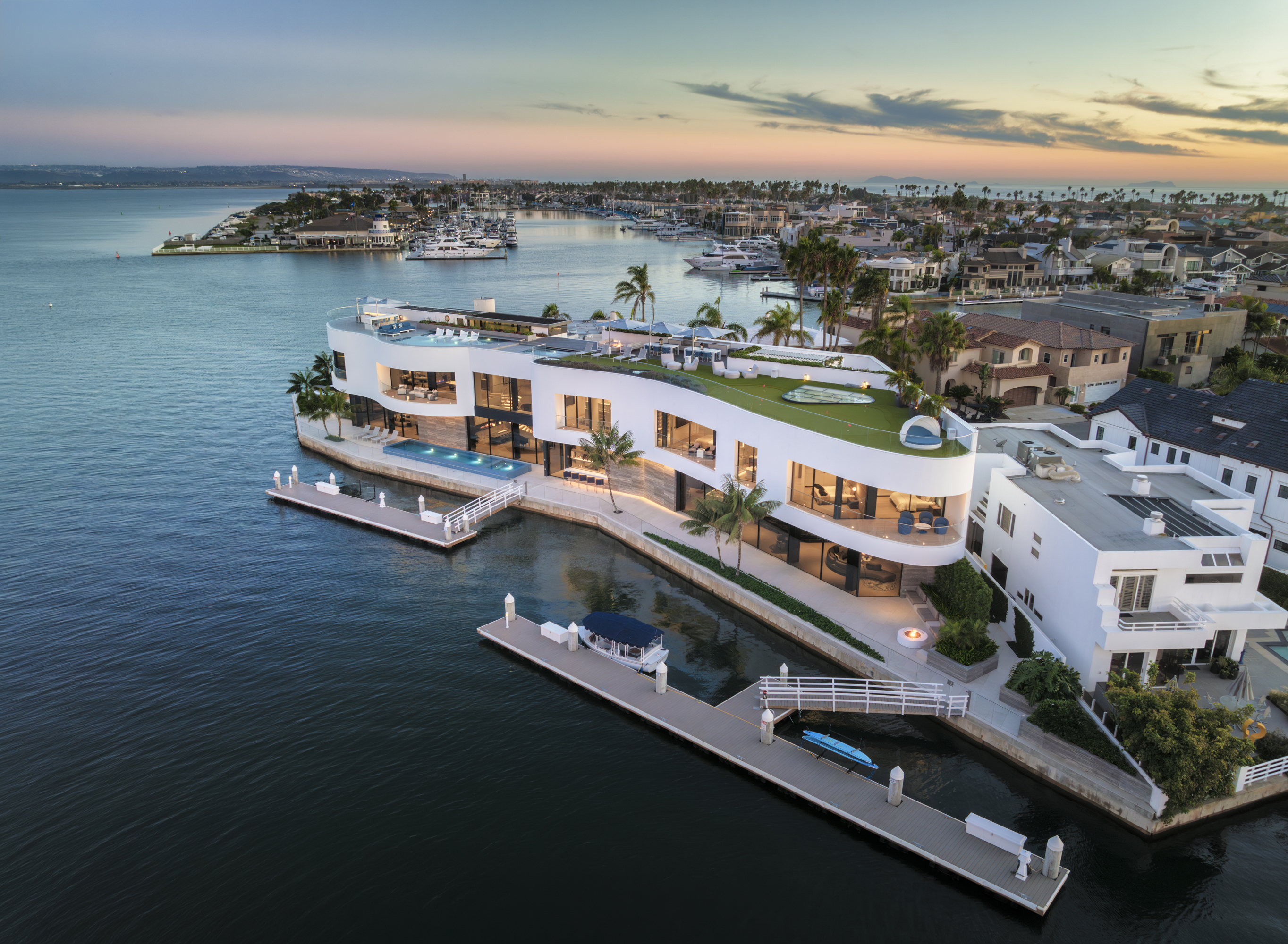 Aerial view of 3 The Point in the Coronado Cays....