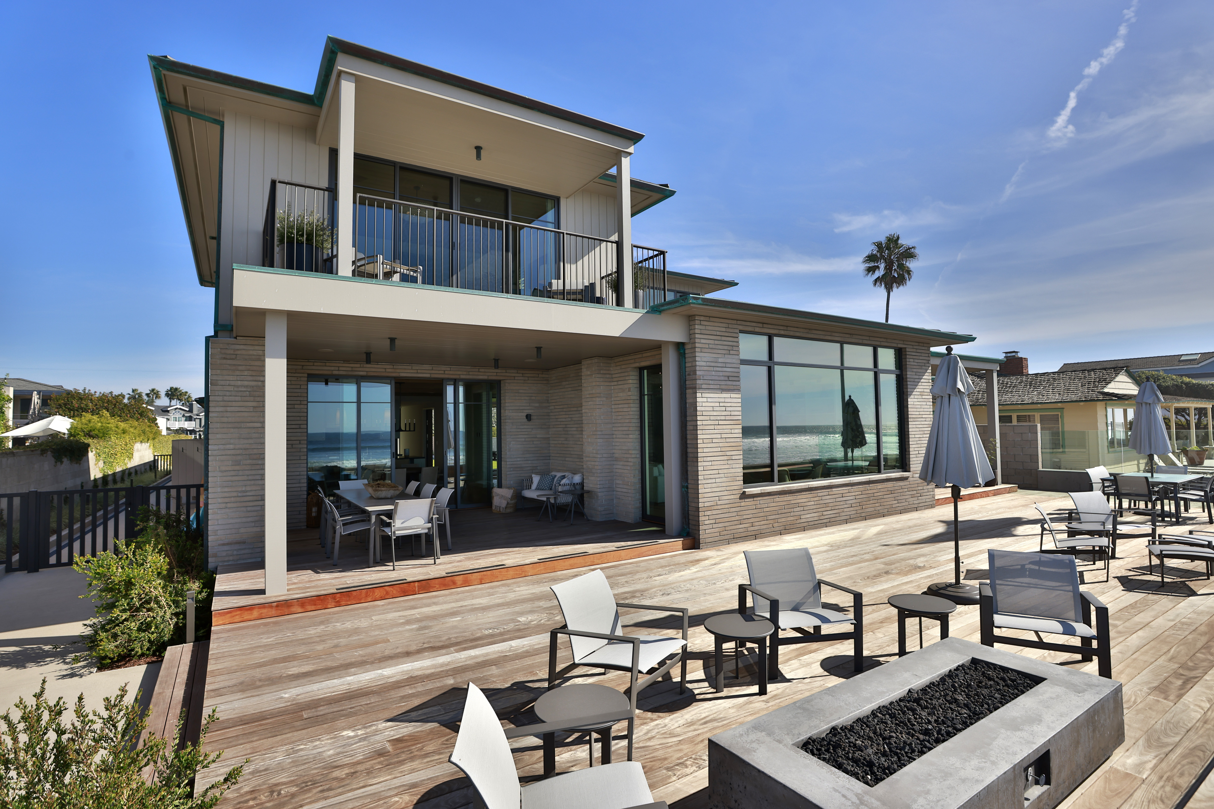 The exterior beach side deck at 2920 Camino Del Mar....