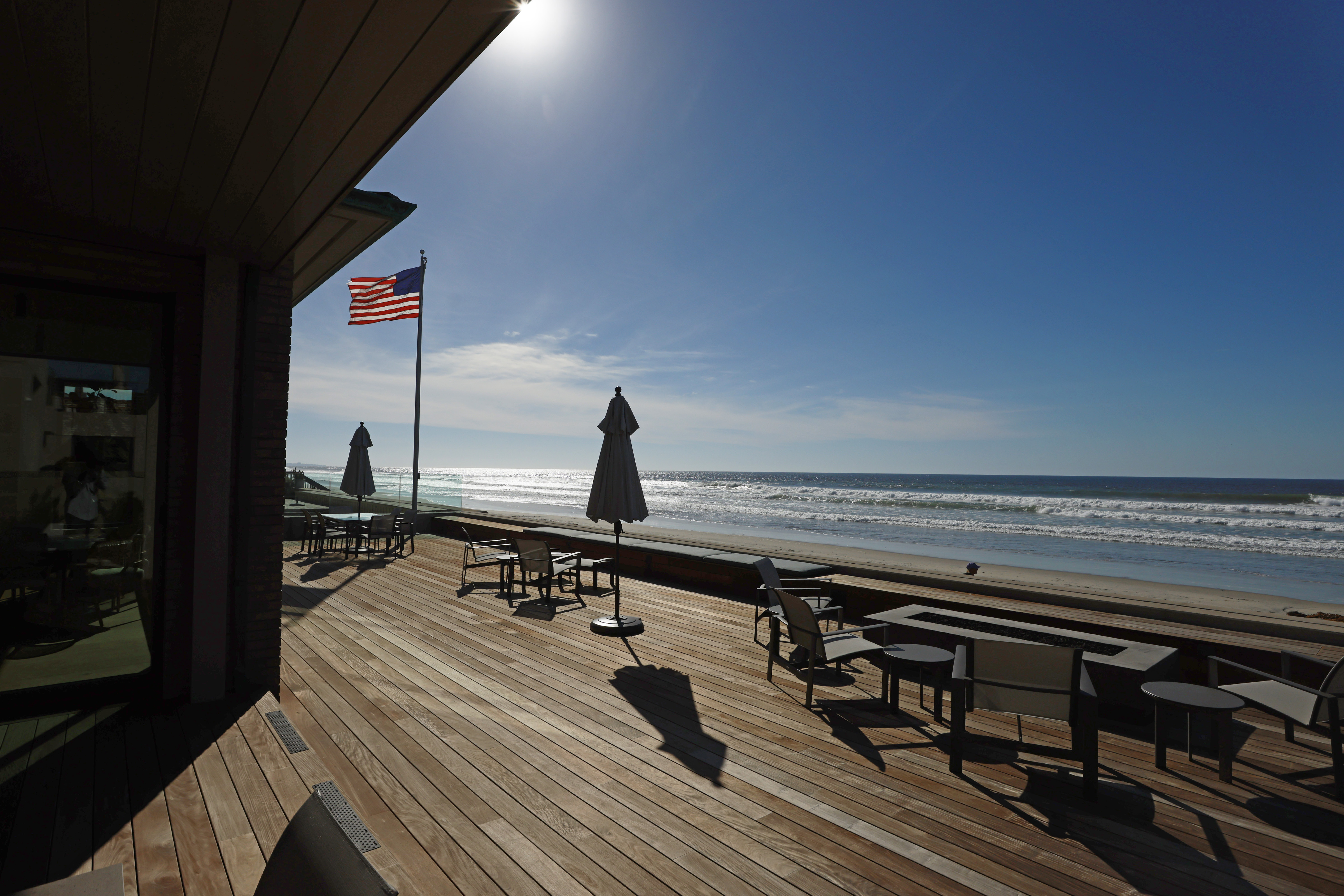 The exterior beach side deck at 2920 Camino Del Mar.(K.C....