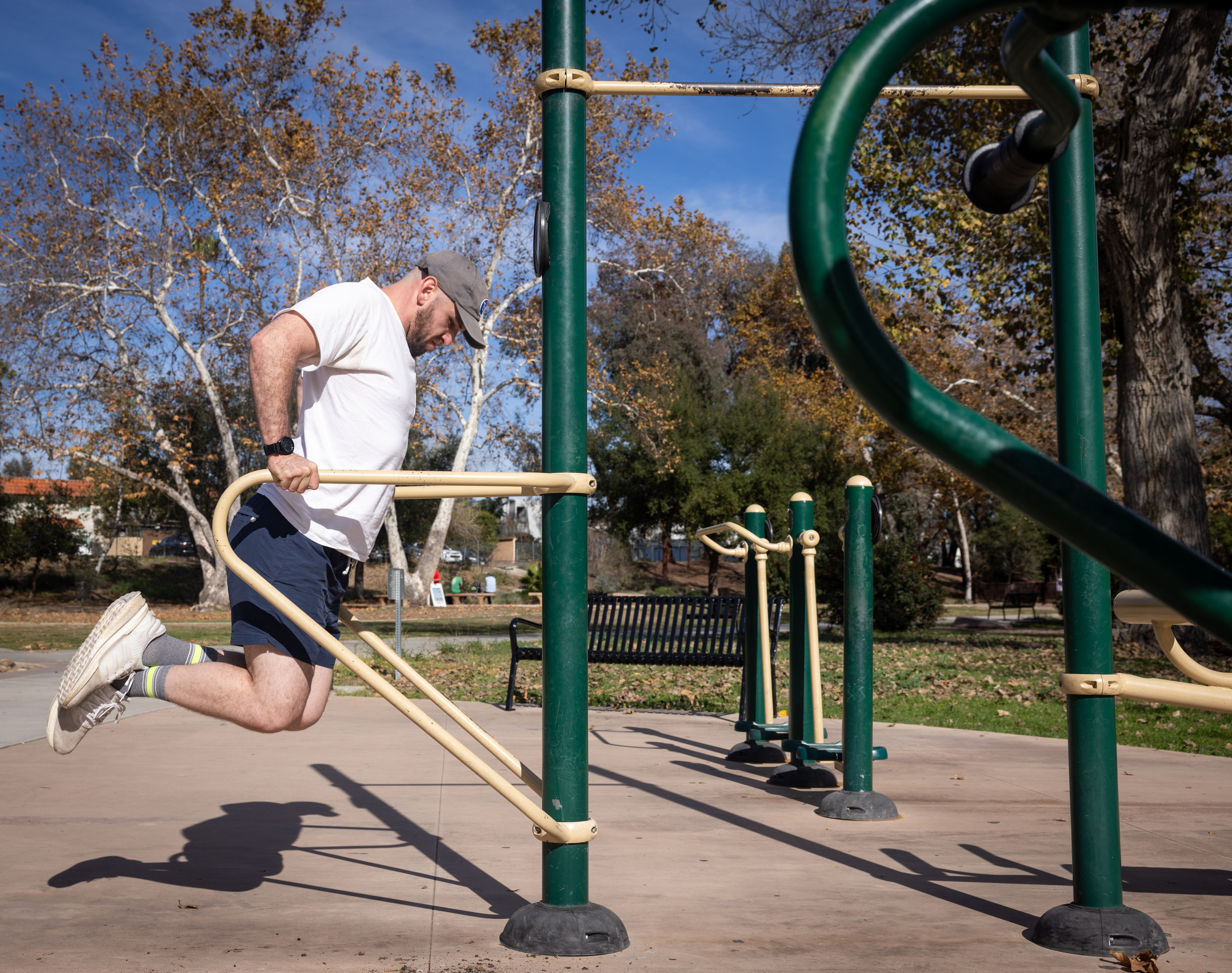 Maximus Corral, 27, works out at Mast Park on Friday,...