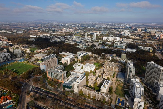 In an aerial photo, the campus of UC San Diego is seen on Oct. 7, 2025 in San Diego, CA. (K.C. Alfred / The San Diego Union-Tribune)