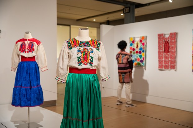 The "Fashioning an Icon: Virgin of Guadalupe Imagery in Textile Design" exhibit at the Mingei is on display through Sept. 7. (Mingei International Museum)