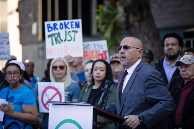 Councilmember Henry Foster III speaks during a press conference regarding the use of automated license plate readers on Thursday, Dec. 4, 2025 in San Diego, CA. (Ana Ramirez / The San Diego Union-Tribune)